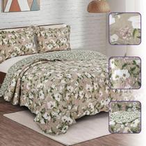 Colcha casal king box 3 peças estampada cobre leito boutis