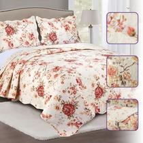 Colcha casal king box 3 peças estampada cobre leito boutis