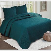 Colcha Casal Matelassê Ilusion Studio Verde Petróleo 220x240 Colcha Casal Matelassê Ilusion Studio Verde Petróleo 220x240