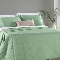 Colcha Casal Padrão Chess Dupla Face Micropercal 200 Fios 3 Peças - Salvia