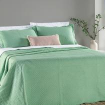 Colcha Casal Padrão Chess Dupla Face Micropercal 200 Fios 3 Peças - Salvia