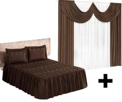 Colcha Casal Padrão + Porta Travesseiro+cortina Varias Cores