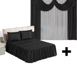 Colcha Casal Padrão + Porta Travesseiro+cortina Varias Cores