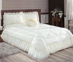 Colcha Casal Queen 4 Peças Cobre Leito Renda Brisa Colcha Casal Queen 4 Peças Cobre Leito Renda Brisa