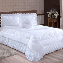 Colcha Casal Queen Coleção Charme Renda 04 Peças Branco