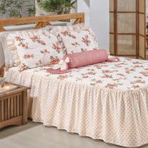 Colcha Casal Queen Sinara Rosê 04 Peças