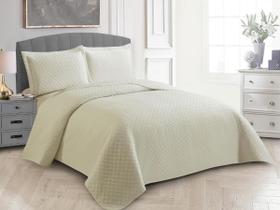 Colcha casal royalle 3 peças bordado cobre leito cama macia
