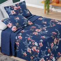 Colcha Casal Super King Cama Box Nyla Kit Cobre Leito Dupla Face 200 Fios Estampado Avere