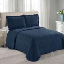 Colcha Casal Ultrasonic Camesa Antique 03 Peças Marinho Colcha Casal Ultrasonic Camesa Antique 03 Peças Marinho