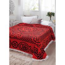 Colcha Chenille Canelada Bruna 220x240cm Vermelho e Preto Aristocrata Jolitex