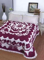 Colcha Chenille Canelada Flórida Vinho e Rosê 220x240m Jolitex