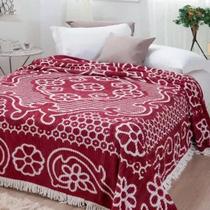 Colcha Chenille Casal Canelada Bruna Jolitex Vinho/branco