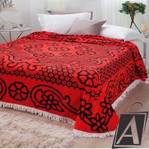 Colcha Chenille Jolitex Casal Bruna Vermelho e Preto