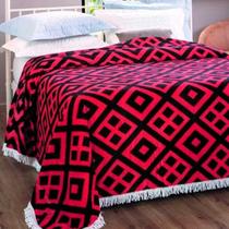 Colcha Chenille Jolitex Casal Gabriela Vermelho e Preto