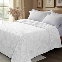 Colcha Chenille Jolitex Casal Lavanda Toque Algodão Branco