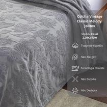 Colcha Chenille Jolitex Casal Melody Toque Algodão Cinza