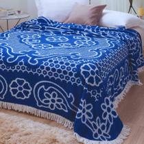 Colcha Chenille Jolitex Queen Com Franja 2,20x2,40m Azul