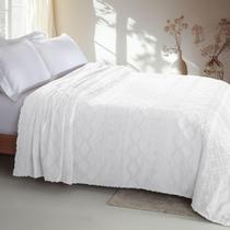 Colcha Chenille Jolitex Queen Memories Toque Algodão Branco