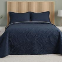 Colcha Cobre Leito 3 Peças Casal Padrão Matelado Fronha Com Aba Americana Face Única