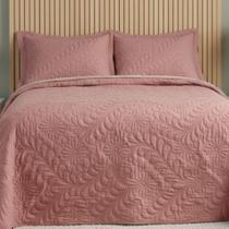 Colcha Cobre Leito 3 Peças Matelado Casal e Queen Fronha Com Aba Americana Face Única