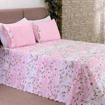 Colcha Cobre Leito Cama Casal Queen Size 03 Peças Floral Premium Entrega Imediata
