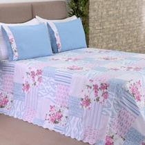 Colcha Cobre Leito Cama Casal Queen Size 03 Peças Floral Premium Entrega Imediata