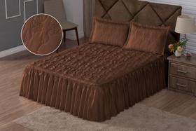 Colcha Cobre Leito Cama de Casal Requinte Bordada Rose