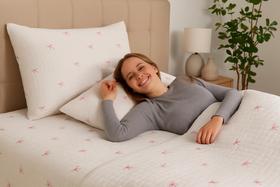 Colcha Cobre Leito Cama Queen 3 Peças Algodão Misto Lacinhos