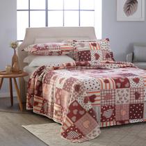 Colcha Cobre Leito Cama Queen Kit 3 Peças Firenze Tecido Piquet Estampado Toque Macio