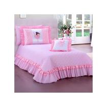Colcha Cobre Leito Cama Solteiro Menina Bailarina com Babado