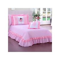 Colcha Cobre Leito Cama Solteiro Menina Bailarina com Babado