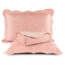 Colcha Cobre Leito Capri Roll King 3 Peças Geométrico Rosa Colcha Cobre Leito Capri Roll King 3 Peças Geométrico Rosa