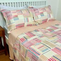 Colcha Cobre Leito Capri Roll King 3 Peças Listras Color Colcha Cobre Leito Capri Roll King 3 Peças Listras Color