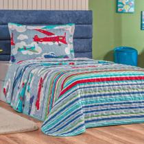 Colcha Cobre Leito Casa Show Solteiro 2 Peças - Avião Colcha Cobre Leito Casa Show Solteiro 2 Peças - Avião