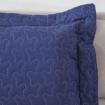 Colcha Cobre Leito Casal Boutis Marinho com 2 Porta Travesseiros - Home Basics