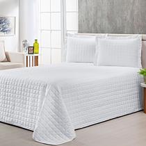 Colcha Cobre Leito Casal com Porta Travesseiro 300 Fios Toque Macio Kit 3 Peças Branco