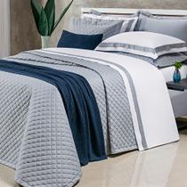 Colcha Cobre Leito Casal Matelado Bordado Queen 2,60m x 2,40m Percal 400 Fios Egípcio Tecido Algodão 03 Peças