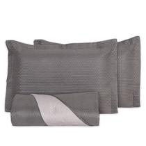 Colcha Cobre Leito Casal Padrão 3 Peças Dupla Face 200 Fios Matelado Ultrassônico Porta Travesseiro Aba Americana Siena Double