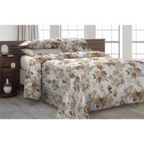 Colcha Cobre Leito CASAL PADRAO 3pç Tecido Pique Estampado CAQUI