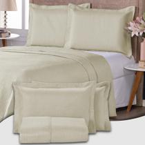 Colcha Cobre Leito Casal Padrão Dupla Face 200 Fios 3 Peças Com Porta travesseiro Matelado Premium Luxo Siena Roll
