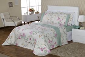 Colcha Cobre Leito Casal Padrão Estampada Com Jogo De Cama Naturalle 6 Peças 200 Fios