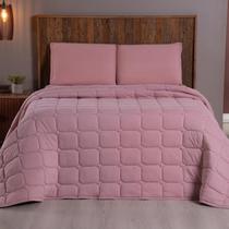 Colcha Cobre Leito Casal Padrão Malha 100% Algodão 3 Peças Dupla Face Geométrico Matelado Luxo Cama