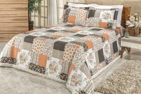 Colcha cobre leito casal queen 3 pecas la bella patchwork laranja