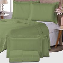 Colcha Cobre Leito Casal Queen Dupla Face 200 Fios 3 Peças Com Porta travesseiro Matelado Premium Luxo Siena Roll