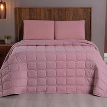 Colcha Cobre Leito Casal Queen Malha 100% Algodão 3 Peças Dupla Face Matelado Luxo