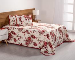 Colcha Cobre Leito Casal Queen Piquet Com Porta Travesseiro Estampado 03 Peças