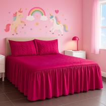 Colcha Cobre Leito Casal Yasmin Matelada Avulsa de Alta Qualidade Cetim Charmousse Pink Brilhante