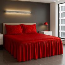 Colcha Cobre Leito Casal Yasmin Matelada Avulsa de Alta Qualidade Cetim Charmousse Vermelha