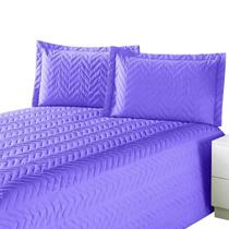 Colcha Cobre Leito Clean Cama Quarto Casal 3 Peças Cor Lilás