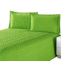 Colcha Cobre Leito Clean Cama Quarto Casal 3 Peças Cor Verde